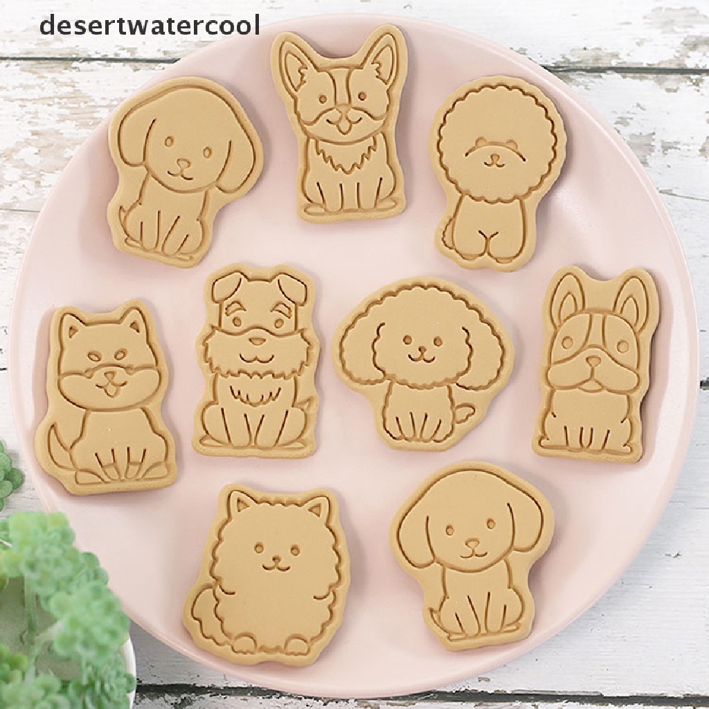 8 Pcs Cetakan Biskuit Bentuk Anjing 3D Untuk Dekorasi Kue