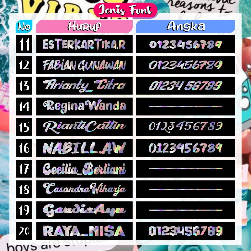 

[ Custom Nama Sendiri ] cutting stiker Nama Suka-Suka