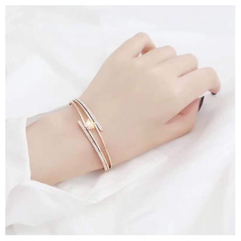 GG Gelang Bangle Aksen Kupu-kupu Titanium Lapis Emas 18K # GB-121