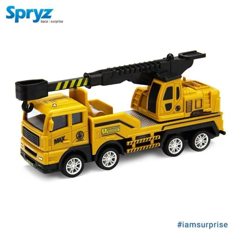 Mainan Miniatur Truk Konstruksi Crane Excavator Penyelamat Pengait Spryz Construx 1:55