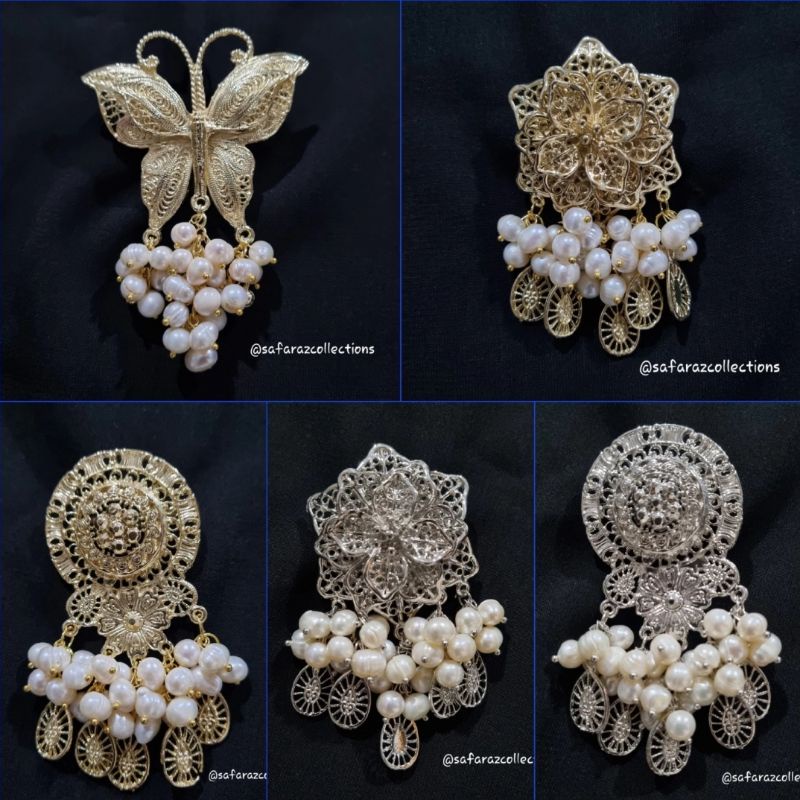 Bros Liontin Mutiara Air Tawar Asli / Bros Kebaya