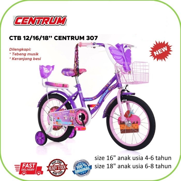 Sepeda Anak Cewek Mini Centrum 307 Ukuran 12 ,16 Inch &amp; 18 Inch