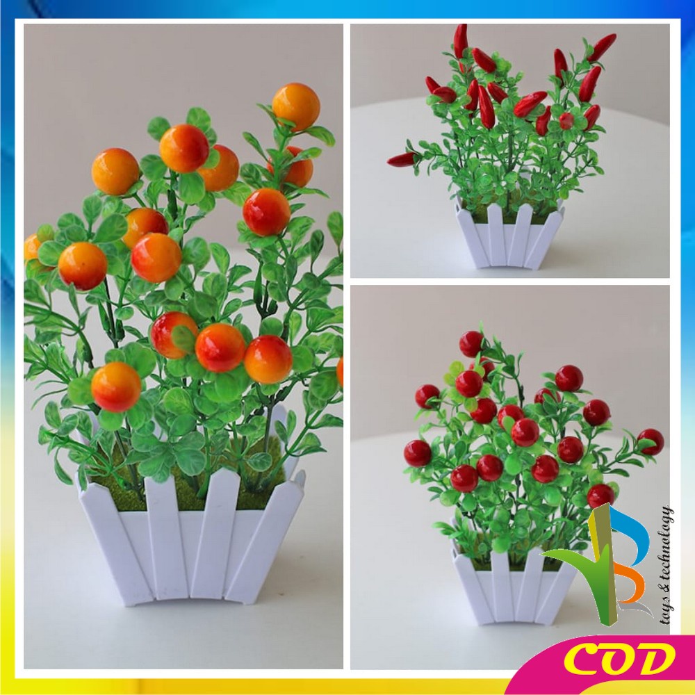 RB-C299 Pot Tanaman Buah Bunga Dekorasi Rumah Artificial Plant Tanaman Hias Plastik / Ornamen Pot Buah