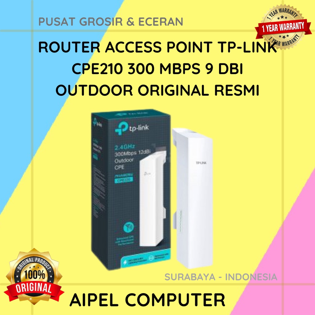 CPE210 | ROUTER ACCESS POINT TP-LINK CPE210 300 MBPS 9 DBI OUTDOOR ORIGINAL RESMI