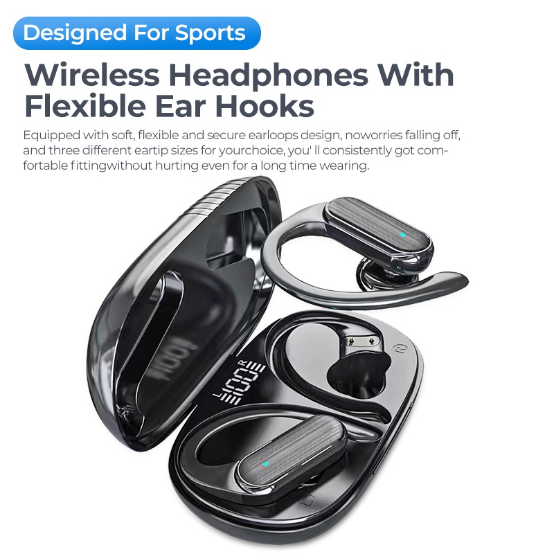 TWS Nirkabel Bluetooth Earphone Olahraga Earbud Peredam Kebisingan Earbud Stereo Dengan Mikrofon Tahan Air