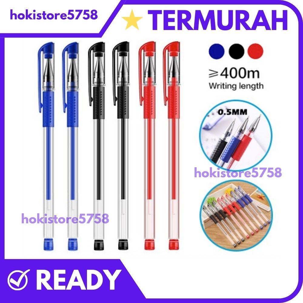 

Pulpen Gel Ink 0.5Mm Alat Tulis Kantor Sekolah Pena Pen Tinta Cair Standart Warna Merah Hitam Biru [hokistore5758]