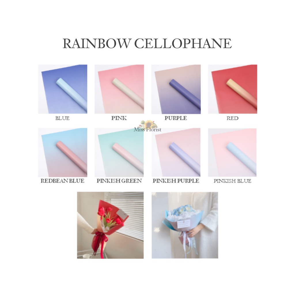 

[5 PCS] 030.FLOWER WRAPPING RAINBOW WATERPROOF CELLOPHANE KERTAS BUKET PEMBUNGKUS BUNGA