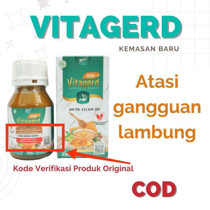 Madu VITAGERD Herbal Obat GERD dan Asam Lambung Original Asli Ori dengan Gejala Susah Tidur Sakit Ke