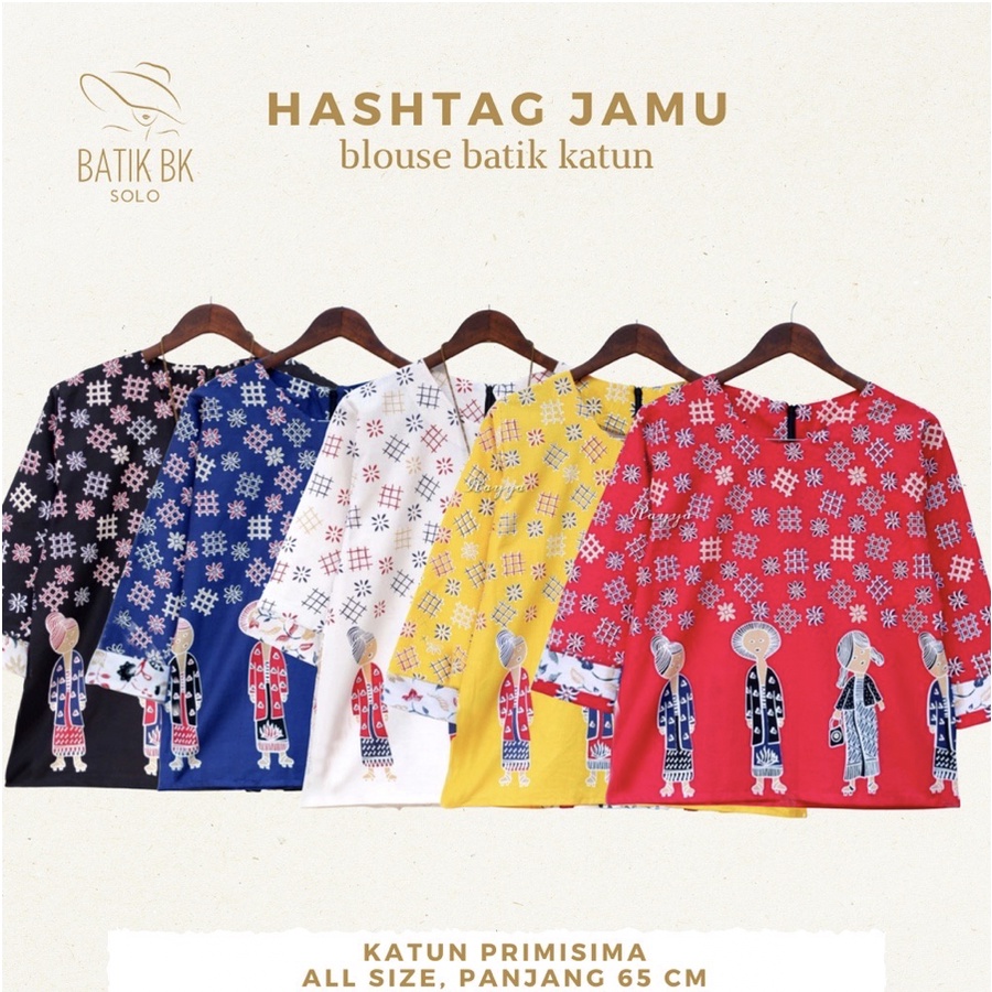 PREMIUM Dena Blouse Hashtag Jamu Batik Motif Boneka Lucu Atasan Kerja Kantoran Casual Milea Top Page