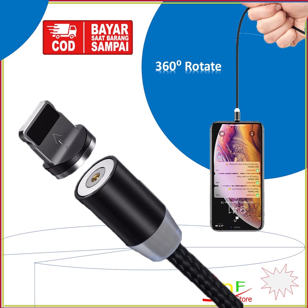 Kabel Data Charger Magnetic Straight 3 in 1 Semua Type HP