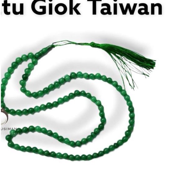 Tasbih Batu Giok Hijau Asli Natural 99 Butir - Giok Taiwan