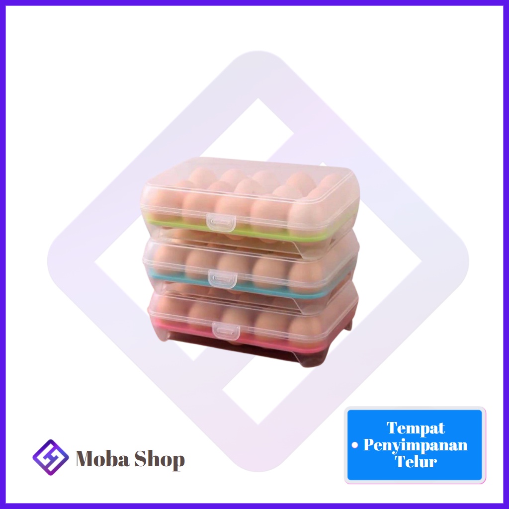 Kotak Tempat Penyimpanan Telur 15 Lubang Sekat / Egg Box Storage Organizer