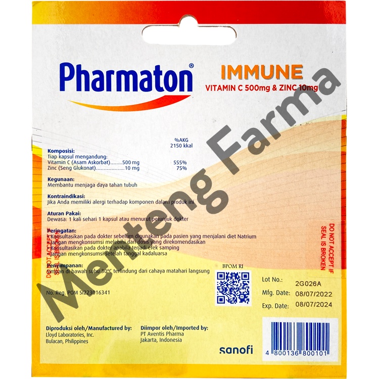 Pharmaton Immune 10 Kapsul - Suplemen Daya Tahan Tubuh