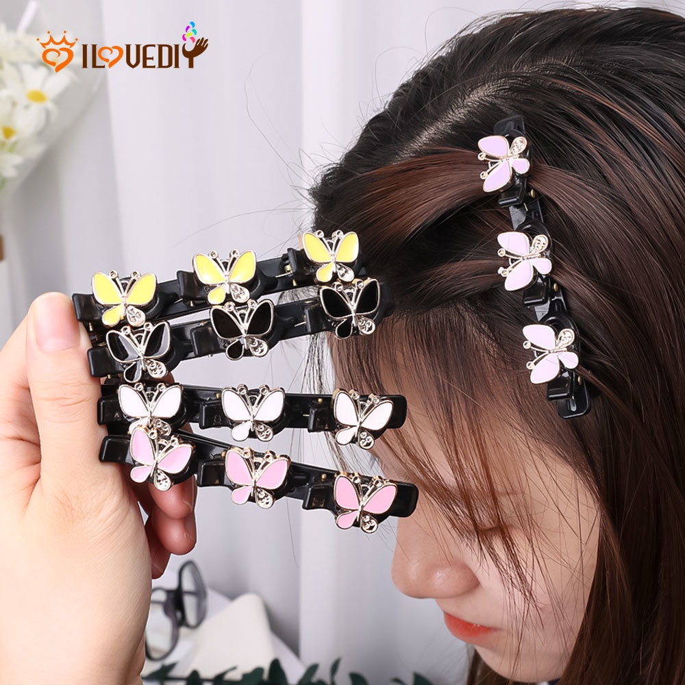 Jepit Rambut Poni Samping Model Duckbill Bahan Akrilik Gaya Korea Untuk Wanita Butterfly