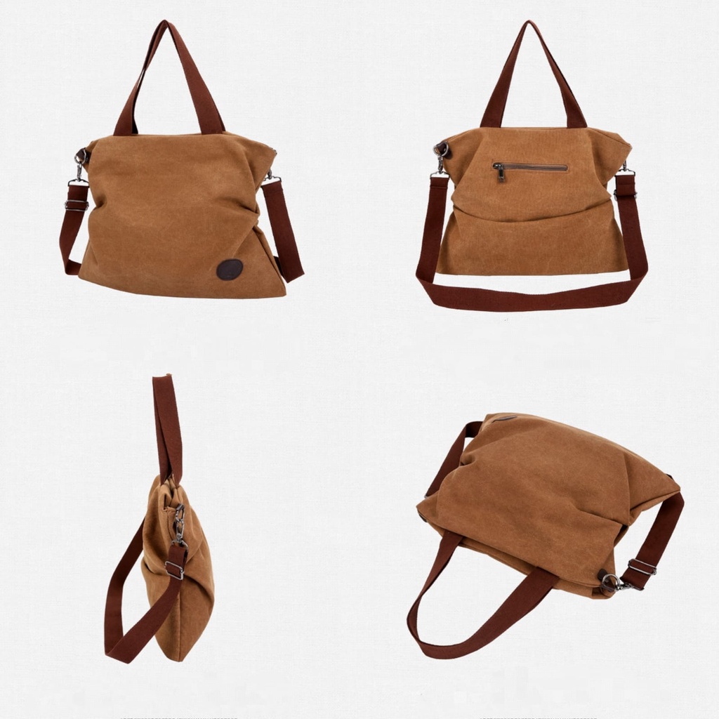 TAS SELEMPANG WANITA TOTE BAG KANVAS BESAR KULIAH COKLAT DICINE KERJA SEKOLAH TA706B7 IMPORT SHOULDER SLINGBAG BAHU REMAJA PREMIUM FASHION KOREA KEKINIAN CEWEK MURAH BATAM