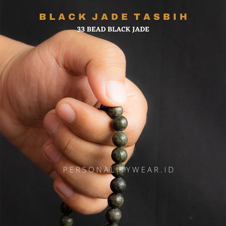 Tasbih Batu Alam Akik Giok Hitam Black Jade Aceh ASLI Original 33 Butir