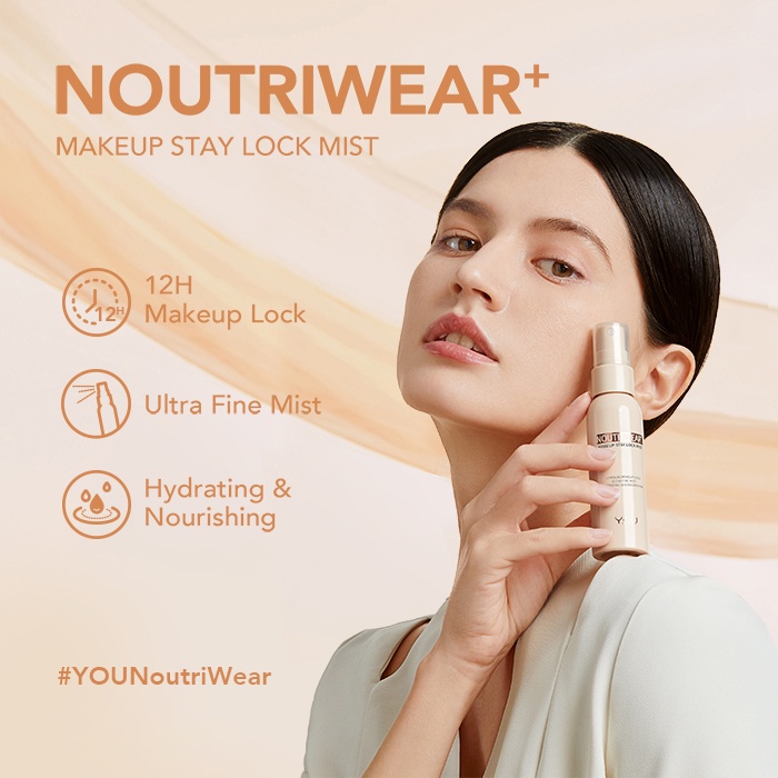 YOU NoutriWear+ Makeup Stay Lock Mist | Setting Spray | Oil Control | Hydrating &amp; Nourishing | Tahan Lama Hingga 12 Jam