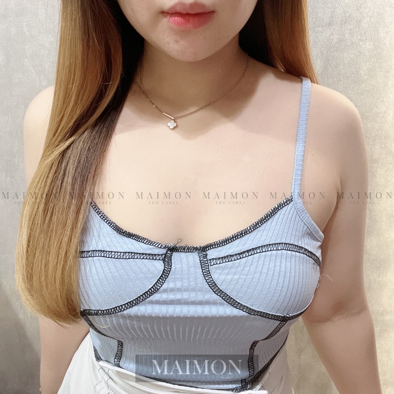 Stitch Bustier Crop Top | Atasan Wanita Korean Fashion | Maimon Grosir