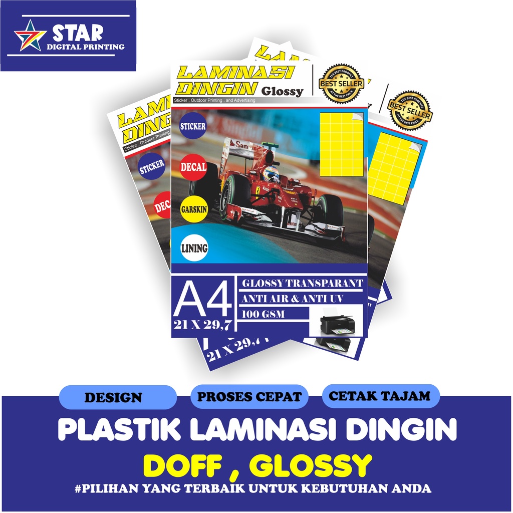 

Transparan Film Laminasi Dingin Glossy Doff Anti Air & Anti Matahari [ Minimal Order 10 Lembar ]