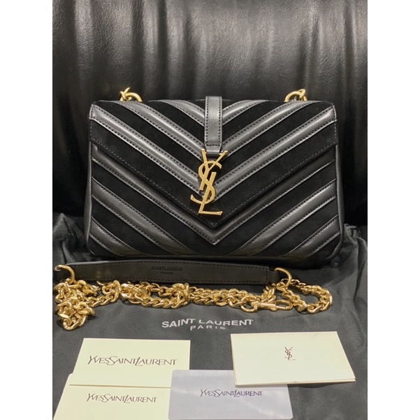 Tas YSL Saint Laurent Envelope Medium Suede Zipper Saint Laurent Hitam / Black