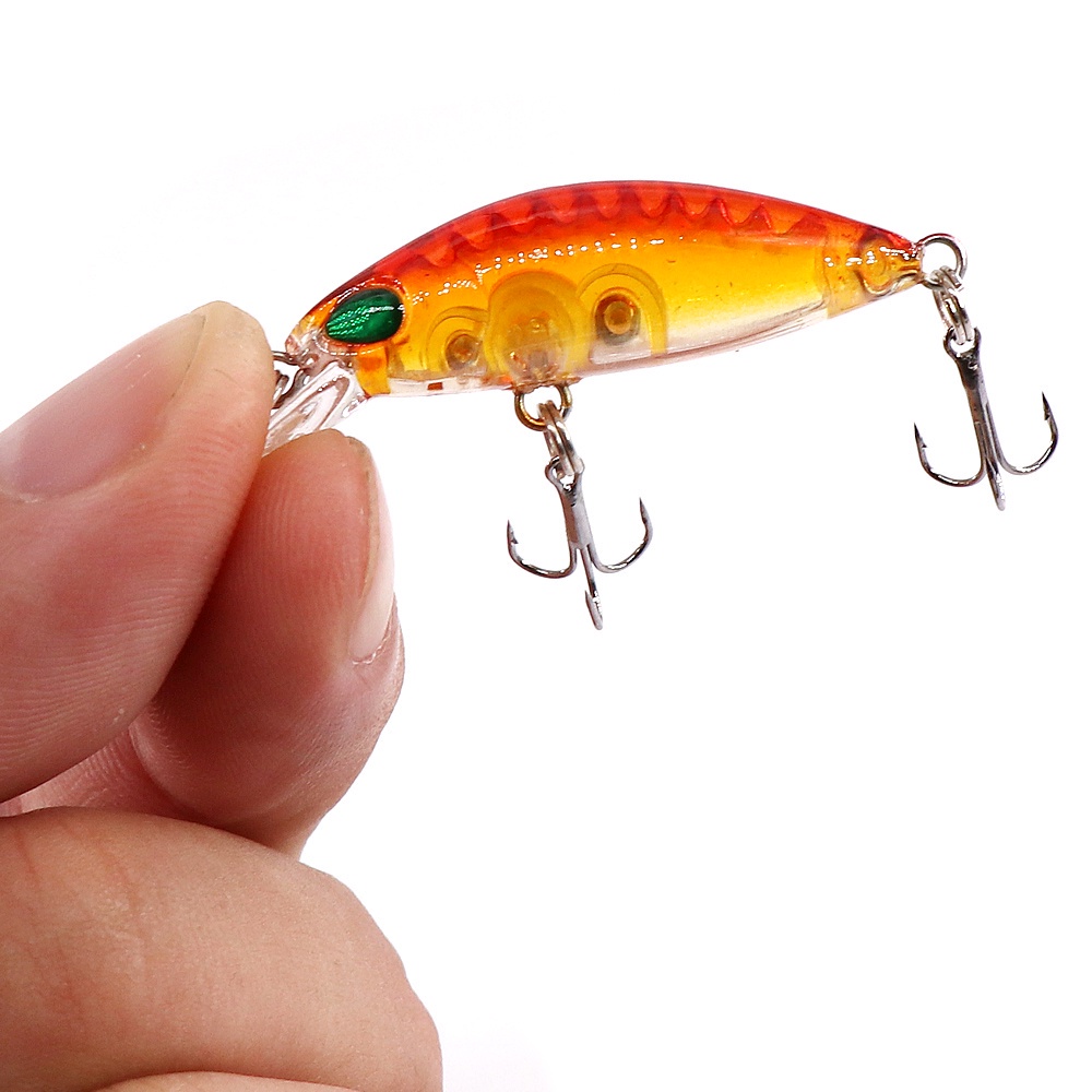 Umpan Pancing Ikan Mini Sinking Minnow 4cm 3g Bahan Plastik Dengan 2 Kail