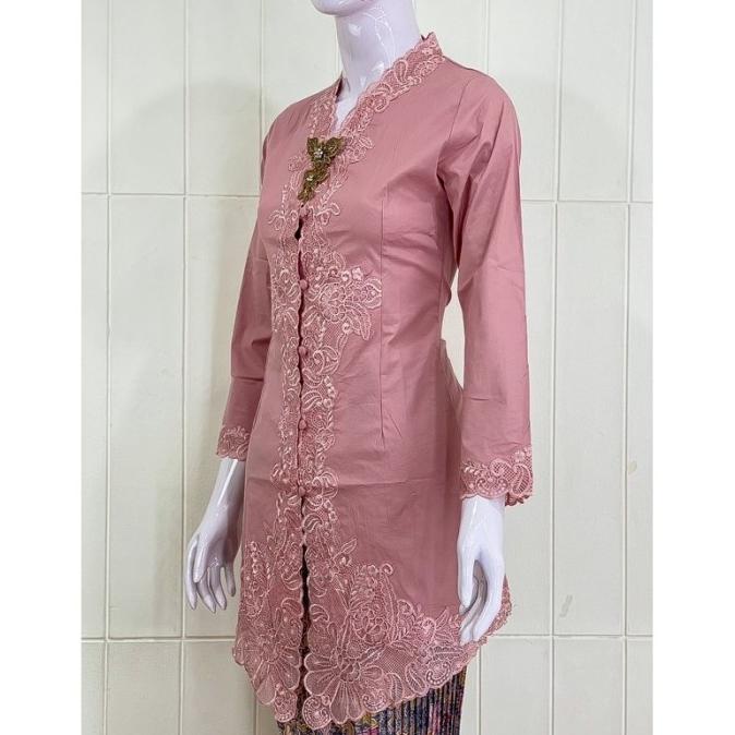 Kebaya Encim Tunik Lengan Panjang Bordir Katun Paris