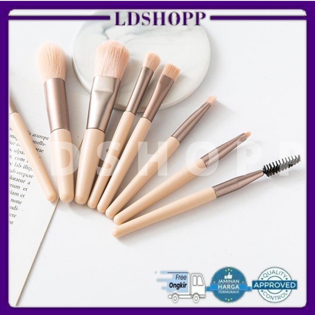 LDS Set Kuas MakeUp 8 in 1/Travel Mini MakeUp Brush Set