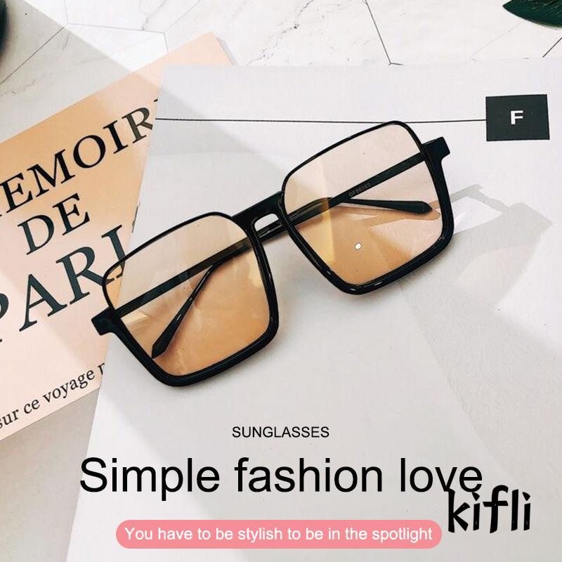 【kifli】Kacamata Hitam Model Half Frame Besar Bahan Metal Gaya Vintage Untuk Wanita