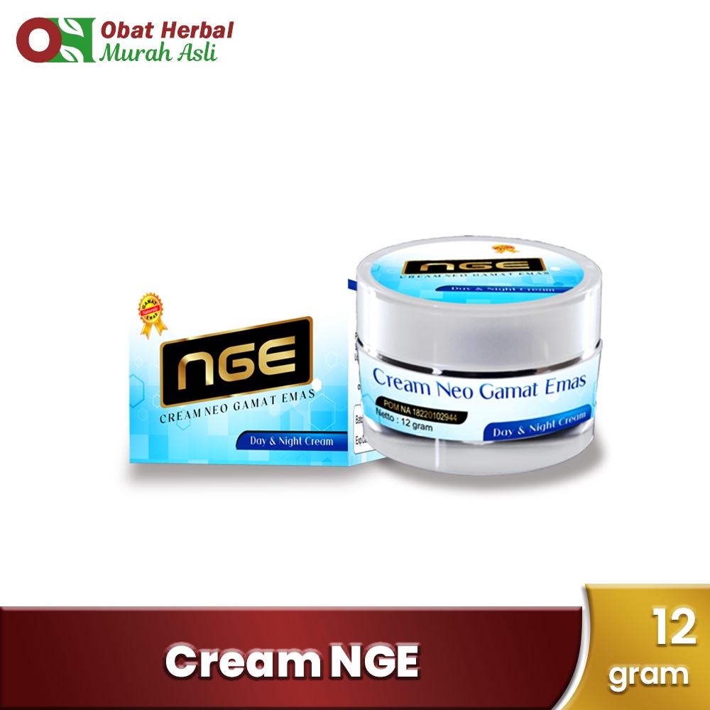 CREAM NGE Neo gamat emas Cream Herbal Wajah 12 g bagus untuk Sebagai antioksidan &amp; anti kanker kulit Berperan baik dalam Meremajakan kulit. Sebagai nutrisi untuk kulit Menjadikan kulit wajah sehat, halus, segar, awet muda &amp; alami. Mengaktifkan pertumbuhan