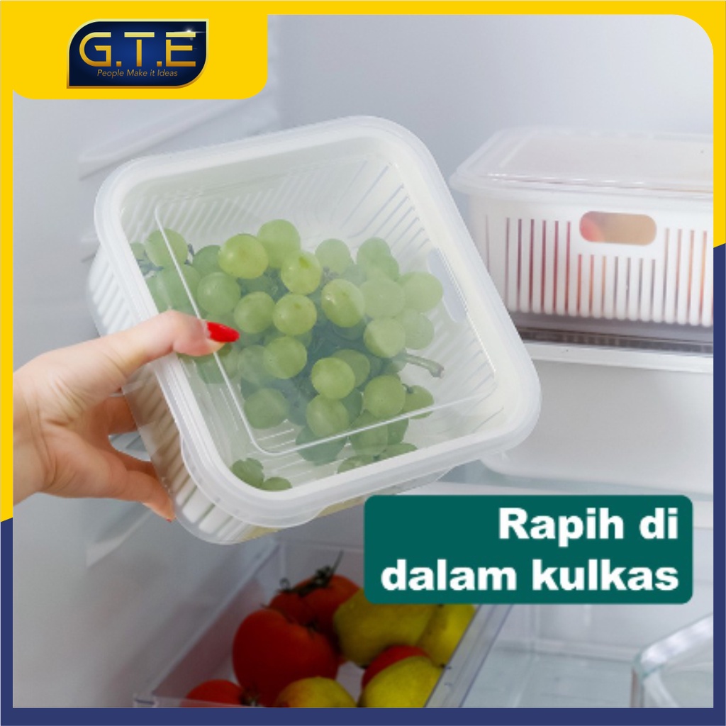 GTE | KERANJANG PENGERING SAYURAN BUAH SARINGAN MULTIFUNGSI MANGKOK KERANJANG SARINGAN | KOTAK TIRIS DENGAN TUTUP