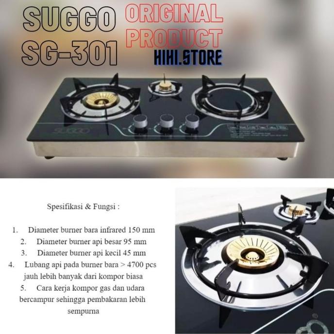 KOMPOR GAS TANAM INFRARED KACA SUGGO 3 TUNGKU SG-301 - KOMPOR 3 SUGGO AFF546D65DF