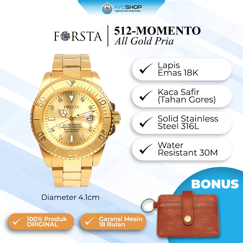 Jam Tangan Pria Forsta Momento All Gold Man