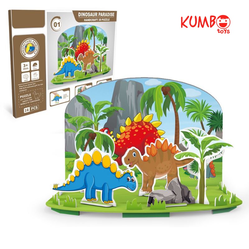 Mainan Edukasi Anak Puzzle 3D Dinosaurus Handcraft 3D Puzzle Dinosaurus Paradise