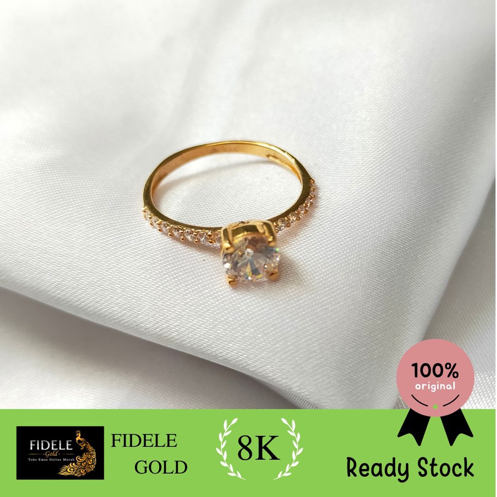 Cincin Listring UBS emas asli solitaire 375