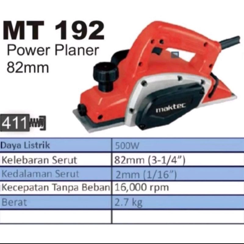 Mesin Ketam/Serut kayu/Planer Maktec MT 192