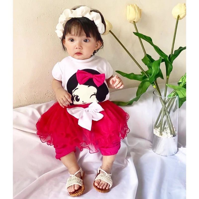 SETELAN ROK TUTU BAYI SNOW WHITE 0-18 BULAN / SETELAN ROK TUTU GOTIK PRINCESS SNOW WHITE PUTRI SALJU