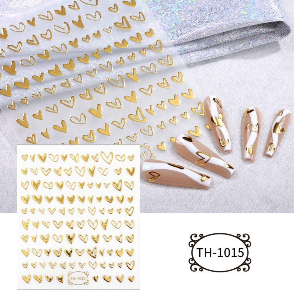 AUGUSTINA Agustina Stamping Emas Nail Art Stiker Perekat Gadis Bentuk Garis Salon Kuku Geometris Nail Sliders Manicuring Foils