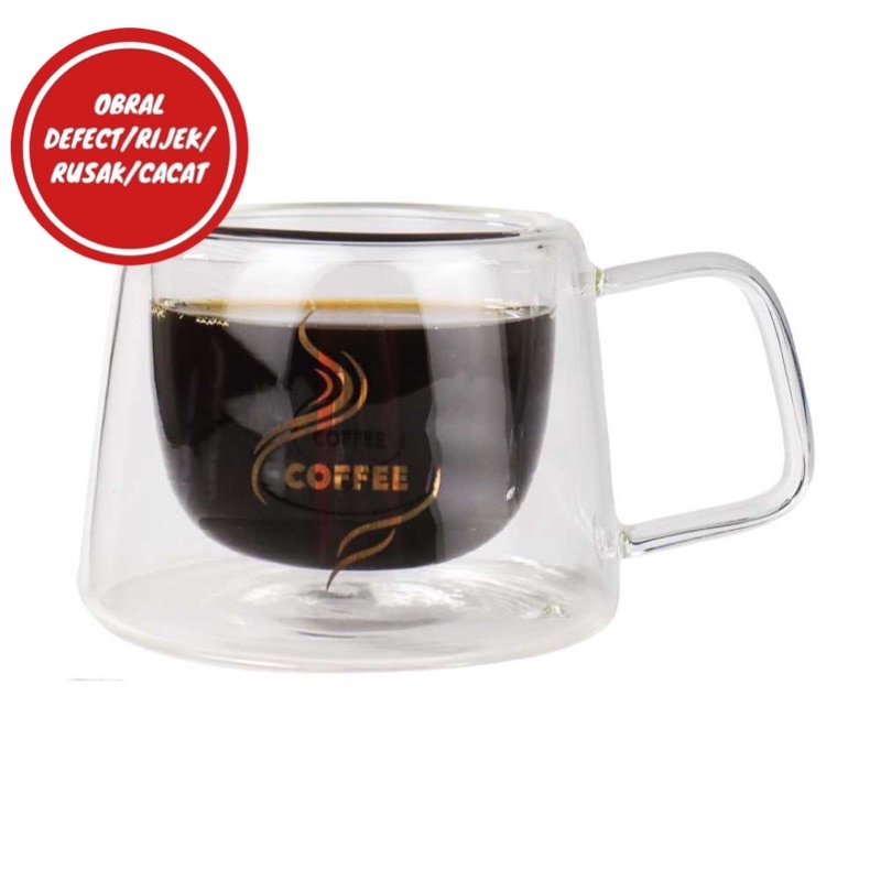 [OBRAL RIJEK] Cangkir Kopi Anti Panas Double Wall Glass 200ml - DOME240