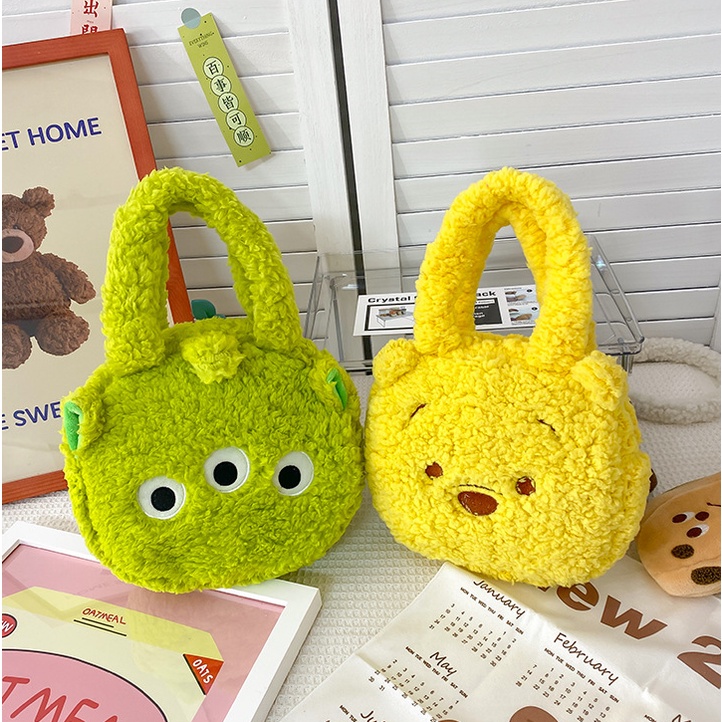 PLUSH WINNIE Bear Bag Bulu Hand Bag Cute Korean Style Pooh Lotso Monster Inc Karakter Kartun By Chikoisme NR