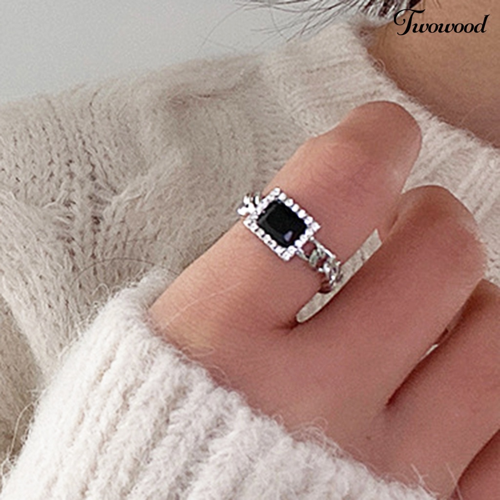 Cincin Rantai Bahan Metal Aksen Zircon Warna Hijau Gaya Perancis Untuk Club