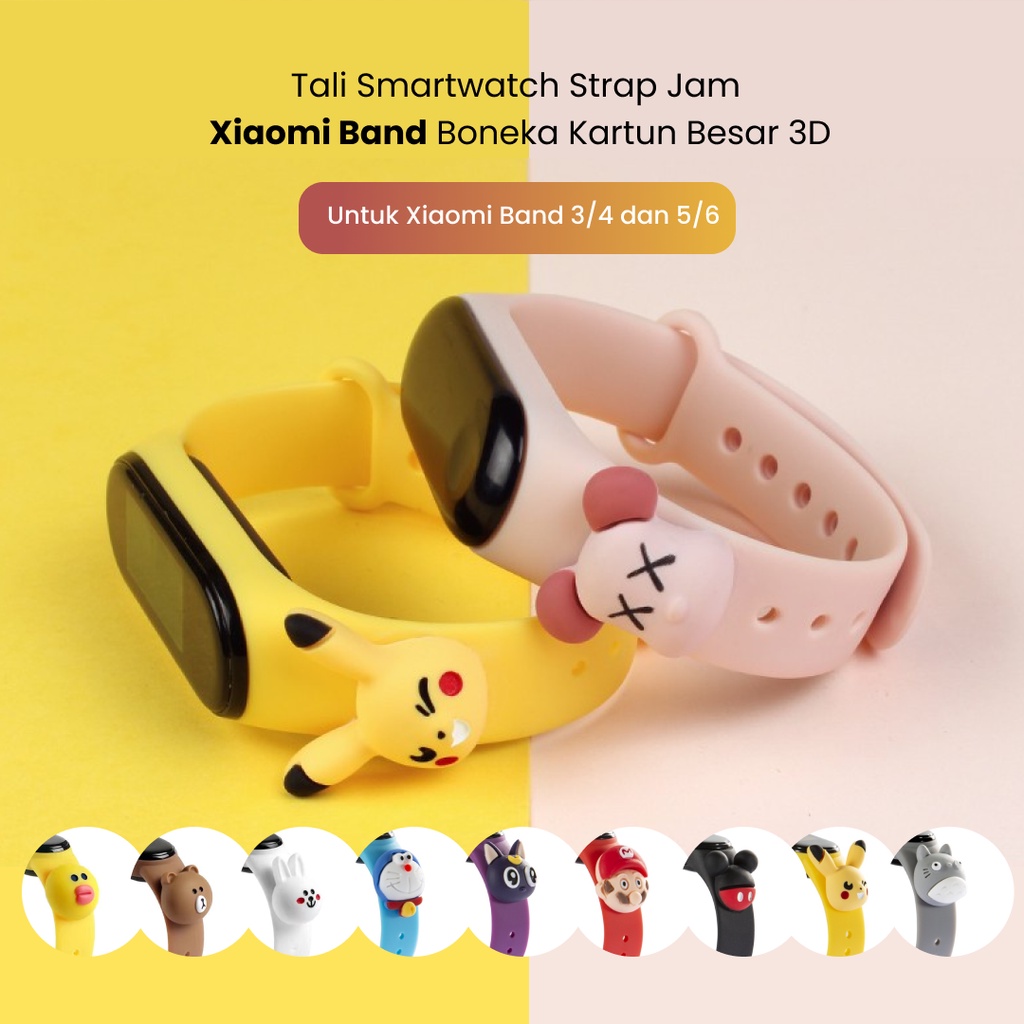 Strap Tali Xiaomi Mi Band 3/4/5/6 Boneka Kartun 3D Xiaomi Band Strap