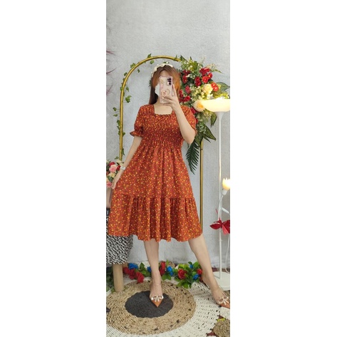 Dress Smoke Motif Dress Serut Dada Motif Dress Smoke Sabrina Dress Motif