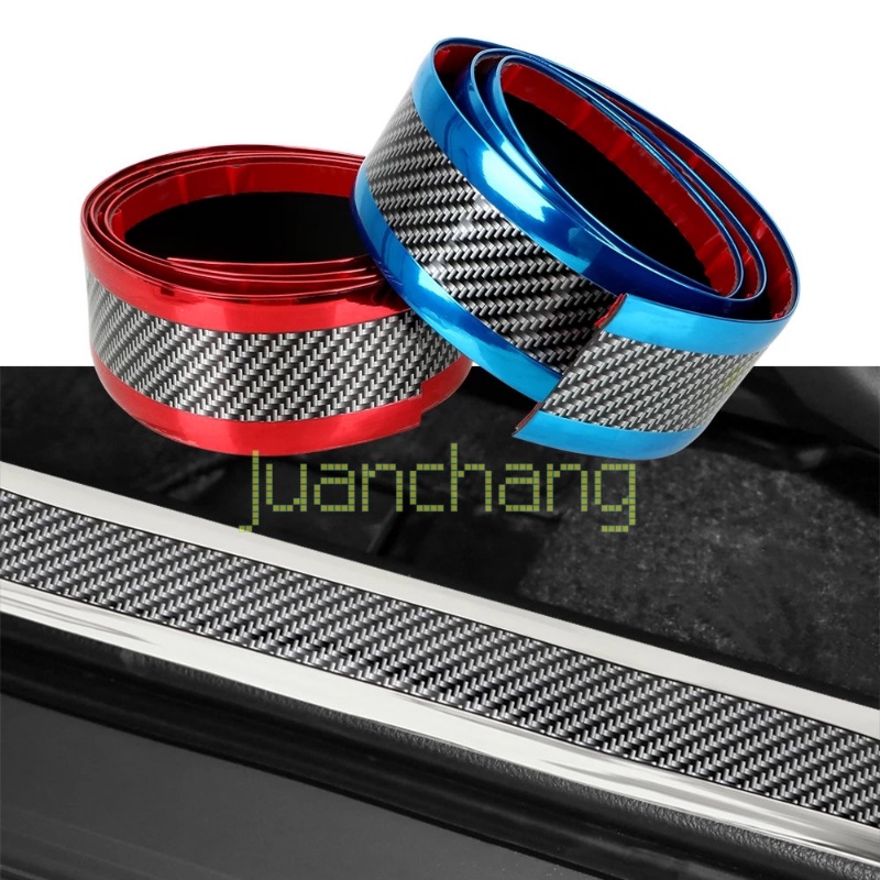 Stiker Strip Karet Pelindung Bumper Pintu Mobil Bahan Carbon Fiber Lembut Anti Gores 1M