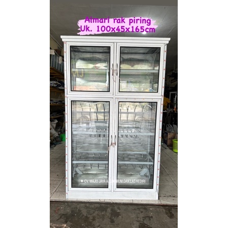 Almari rak piring 2 pintu bahan aluminium white khusus kediri