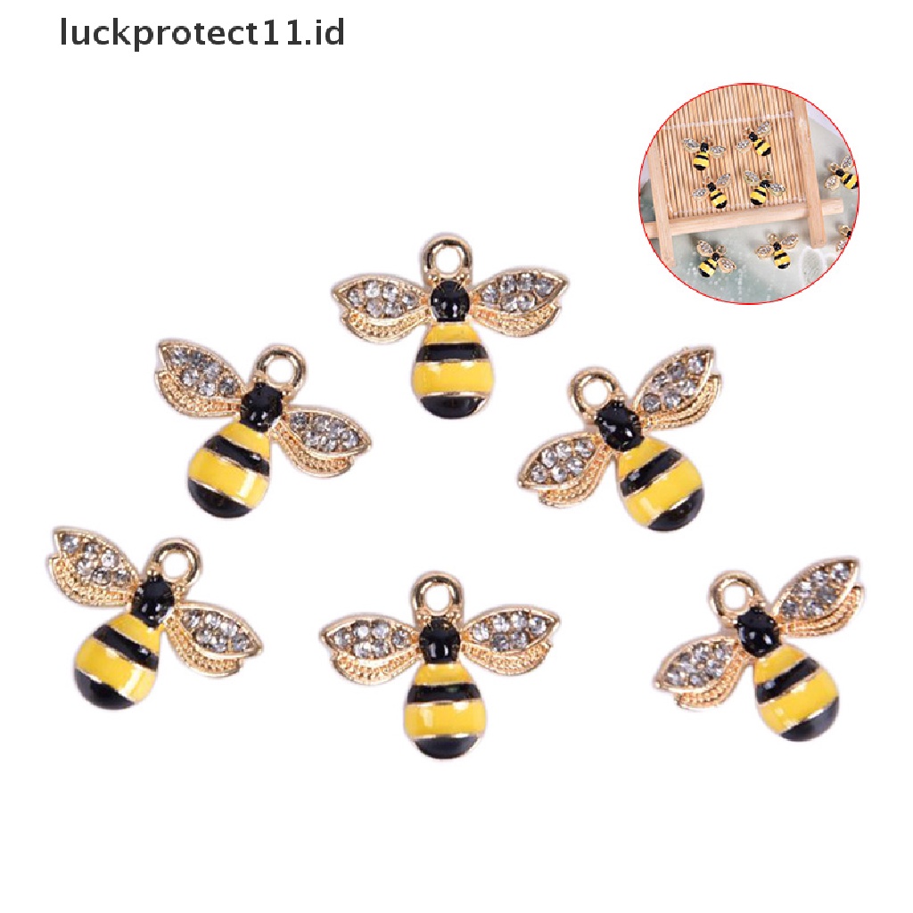 10pcs / Set Liontin Enamel Kristal Honeybee Ch Untuk Membuat Perhiasan