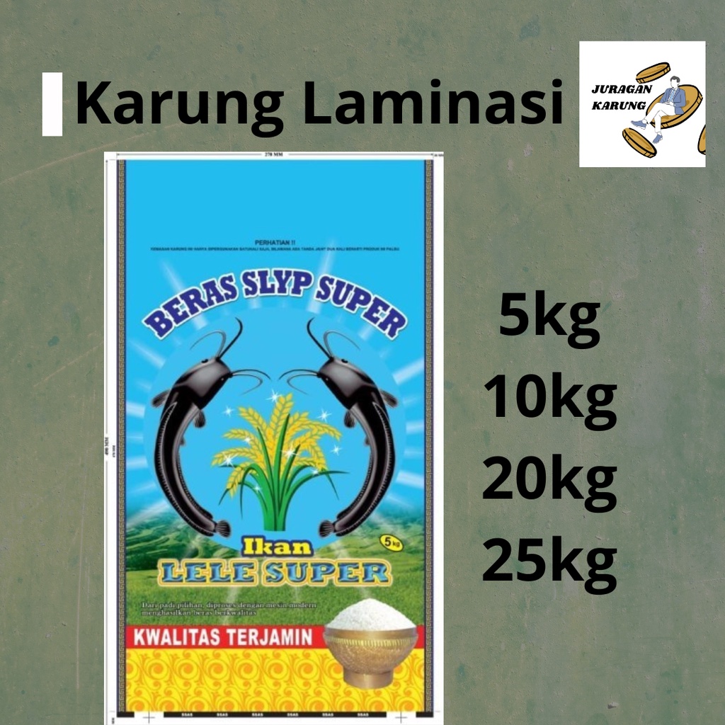 Karung Laminasi Lele Super Rojolele Karung Beras Super cetak gambar 5kg 10kg 20kg 25kg