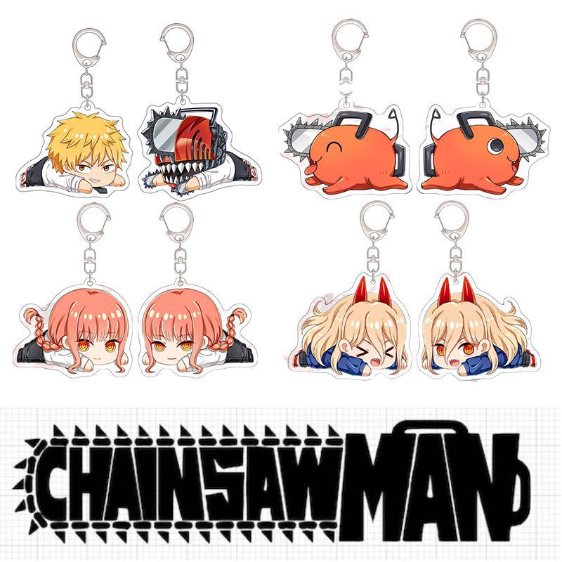 Chainsaw Man Keychain Pochita Denji Power Gantungan Kunci Anime