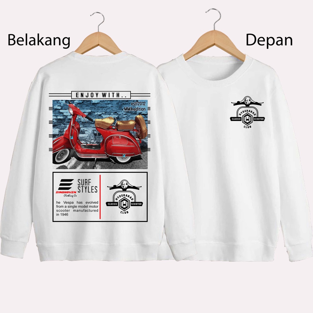 SWEATER UNISEX DB ENJOY VESPA PRIA DAN WANITA SWEATER JUMBO