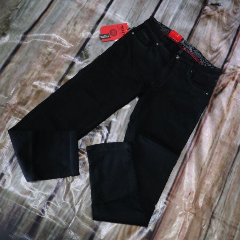 PICASSO JEANS STRETCH HITAM SLIM FIT PANJANG PRIA CELANA JEANS PICASSO STRIT HITAM PANJANG CELANA HITAM KARET PANJANG CELANA JEANS HITAM BAHAN MELAR