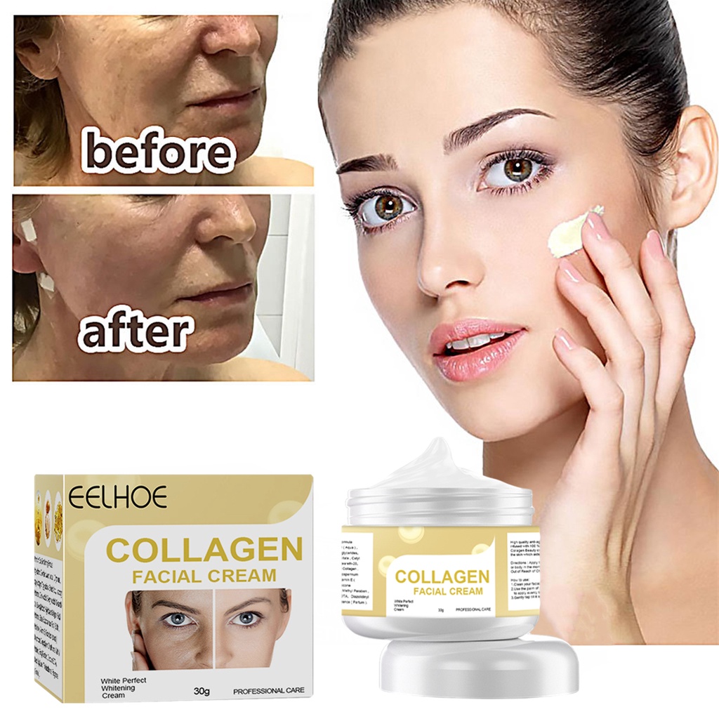 Collagen Face Cream Anti aging Cream dan Memutihkan dan Melembabkan Krim Wajah Kolagen 30gr Pelembab Wajah Daily